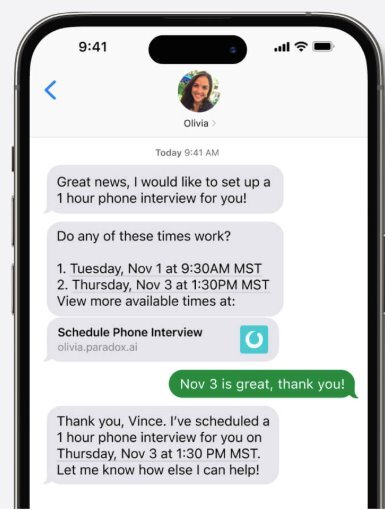 Workday and Paradox AI Conversational Interview Scheduling